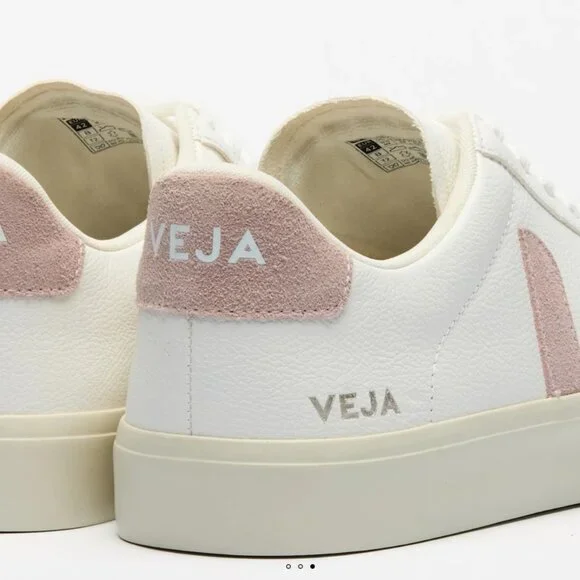 Veja Women's Campo Leather Sneakers in White and Pink - Picture 3 of 8